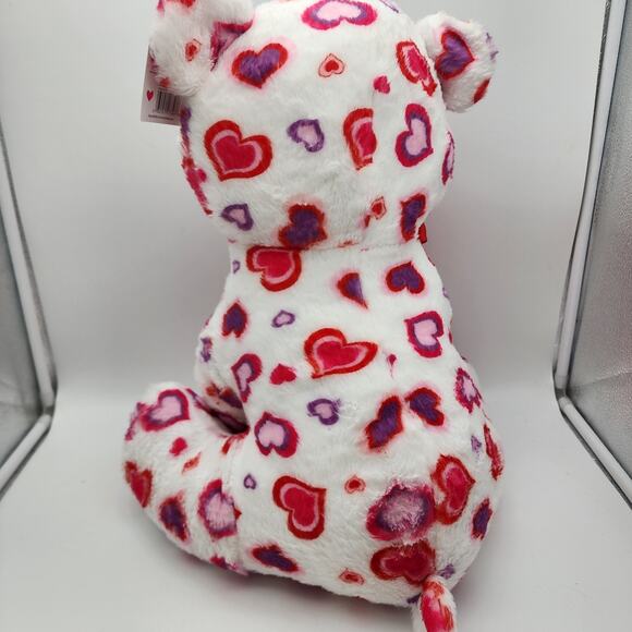Scented Teddy Bear Plush 17" Pink Red Hearts Sewn Eyes Shiny Feet Stuffed Toy - Picture 3 of 9